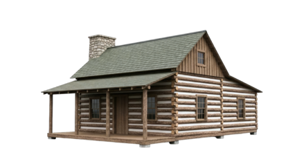 Log Cabin Isolated on White Background