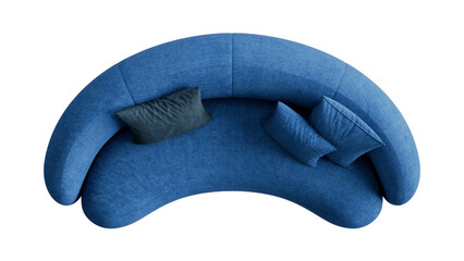 Top view of a contemporary sofa on an isolated background. Furniture for advertising, presentations, and marketing materials.
