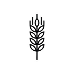 Naklejka premium Minimalist Wheat Stalk Icon - Agriculture and Cereal Grain Vector