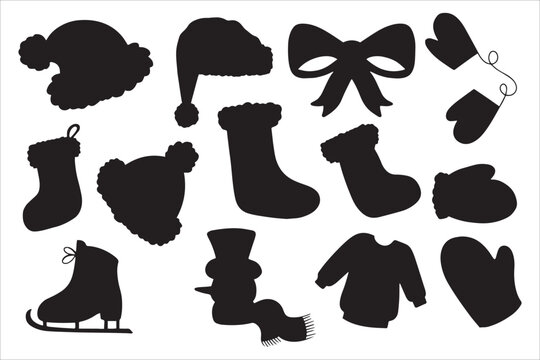 Winter Season Silhouette Icon Collection