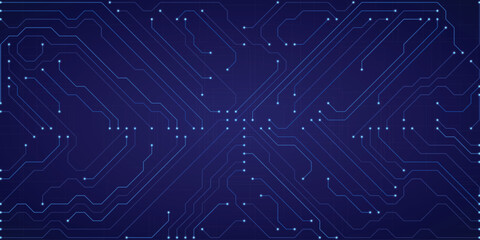 Blue Digital Circuit Board Pattern Abstract Technology Background with Electric Lines and Square Nodes for Futuristic Concepts