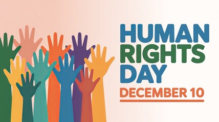Colorful raised hands celebrate unity and equality for Human Rights Day.