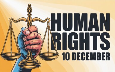 Illustrative design promoting equality, justice, and freedom on Human Rights Day.