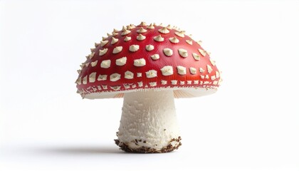 classic -Fly Agaric- mushroom ornament (red cap with white dots) made of spun cotton