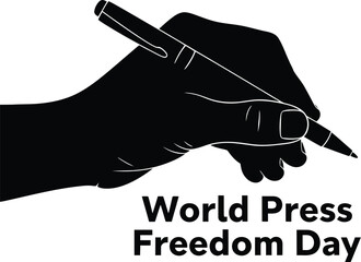 World press freedom day hand holding pen silhouette logo icon