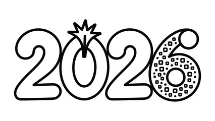 2026 Typography Design: The year 2026 is artistically represented through stylish typography, incorporating unique design elements for a distinct visual impact.