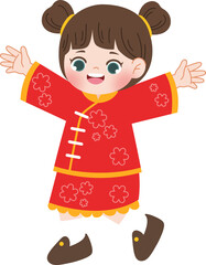 Joyful Children in Traditional Chinese New Year Attire
