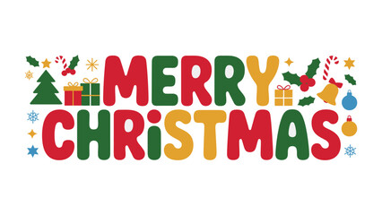 Merry Christmas wishes: festive message with Christmas elements in colorful hues, spreading festive cheer and joyful vibes for the holiday season.