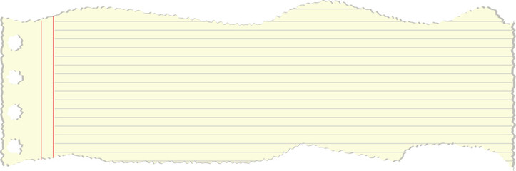 Naklejka premium Torn Lined Yellow Notebook Paper Blank Template with vector illustration
