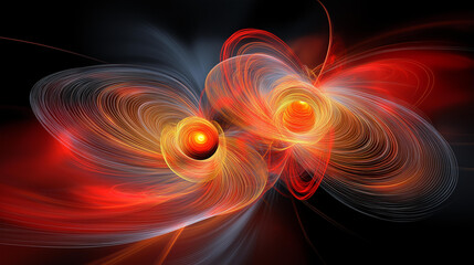 Charged particles spiraling in a magnetic field, vivid helical lines