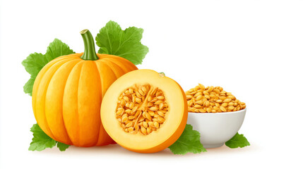 Sliced pumpkin with seeds for autumn harvest and culinary inspiration