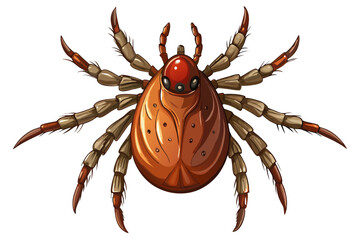 High-quality illustration of a tick insect with realistic detail and color. This vector graphic shows the tick’s body structure, legs, and texture, perfect for educational, scientific, and medical pur