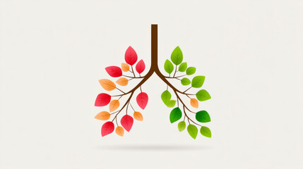 Healthy lung month celebration with leafy lung diagram for awareness campaigns