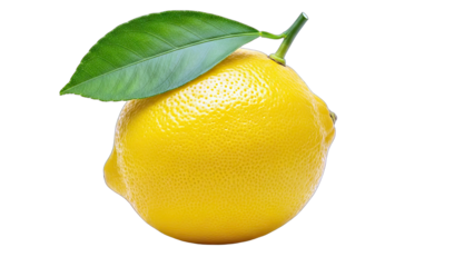 Lemon with Leaf Isolated on White