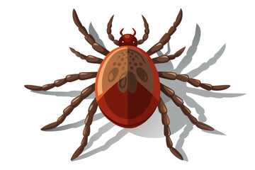 High-quality illustration of a tick insect with realistic detail and color. This vector graphic shows the tick’s body structure, legs, and texture, perfect for educational, scientific, and medical pur