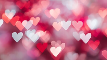 Romantic Heart Bokeh Background Abstract Glow Red Pink White Love Celebration Wallpaper