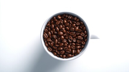 Fototapeta premium Coffee cup and beans on white background. AI image