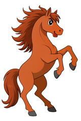 
Cute red horse character standing on hind legs isolated on transparent background