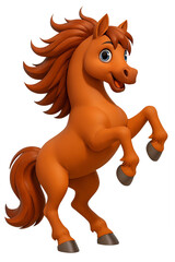 
Cute red horse character standing on hind legs isolated on transparent background