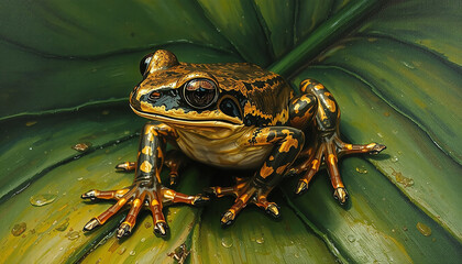 Goldfrog on a leaf