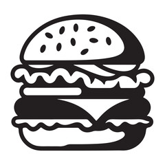 Minimal Burger Silhouette Vector Icon