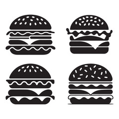Fast Food Burger Silhouette Vector
Illustration