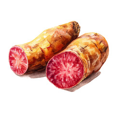 A watercolor painting of Sweet PotatoRice, vector illustration on white background.