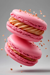 Macaroons sweet food png French dessert . Pastel yellow, pink color