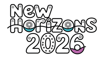 New Horizons 2026: An abstract illustration showcasing the text New Horizons 2026, with a creative typography