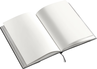 An open blank book with white pages and a bookmark