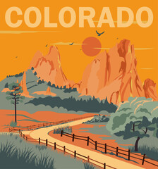 Colorado vector illustration Print Design Travel poster Vector art work