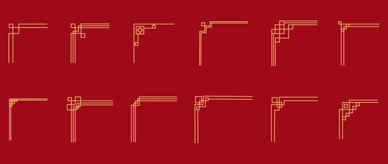 Korean traditional frames, line borders set with knot corners ornament.