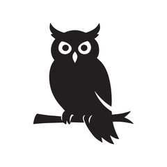Fototapeta premium A stylized silhouette of an owl perched on a branch, symbolizing wisdom and knowledge.