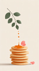 Indian street food jalebi with honey drizzle and floral elements for creative design