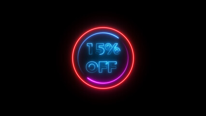 11 percent off discount offer sell icon illustration. Up to 11% off neon text background.