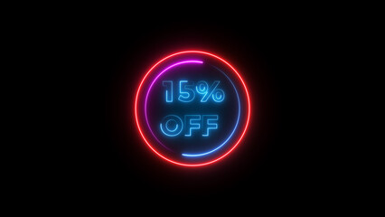 11 percent off discount offer sell icon illustration. Up to 11% off neon text background.