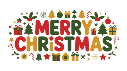 Festive Christmas Typography: Festive holiday themed Typography image with decorations, conveying warm wishes.
