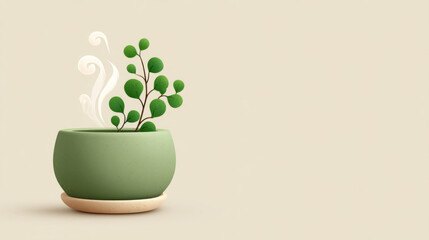 Wellness and relaxation with greenery in ceramic bowl design