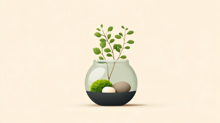 Tranquil indoor garden terrarium for home decor and relaxation