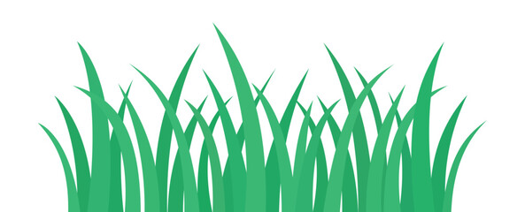 Green grass blades forming a natural horizontal border with layered leaves and organic shapes representing meadow, lawn, spring growth and fresh vegetation in simple decorative style – stock vector © Mr. Stocker