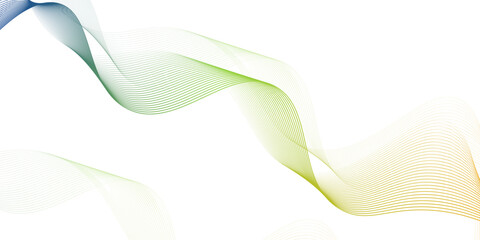 Abstract blue, green, and yellow gradient transparent on white background. Creative lines art for design of website, wallpaper or landing pages. Vector illustration. eps10