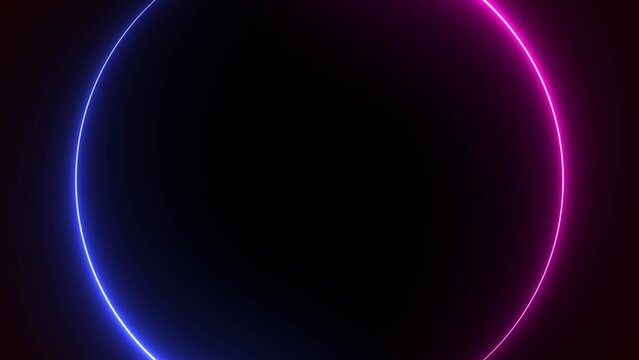 Abstract neon light glowing circle frame loading sign background illustration 4k.