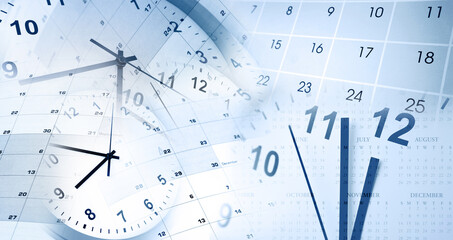 Clocks and calendars blue composite