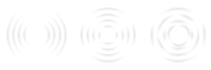 Glowing white wave and ripple effect symbol png overlay with concentric circles vibration motion and dynamic audio sound waves signal design on transparent background