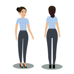 Obraz premium Indian Woman With Cartoon Character Set Indian Young Female Character Multiple Poses for Animation