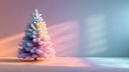 Naklejka premium Christmas tree on a pastel background