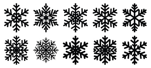 Fototapeta premium Black and white festive snowflake vector icon set and New Year 2026 holiday concept set