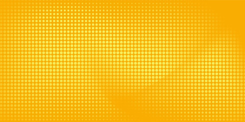 Yellow dots halftone pattern. Retro comic orange gradient background. Bright space orange pixelated effect dotted texture overlay. Cartoon pop art style with faded gradient pattern