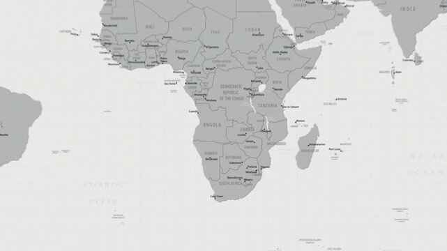 Botswana on the World Map. 4K animation.