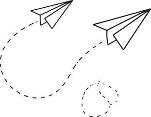 Paper airplane set. Paper plane line vector.
